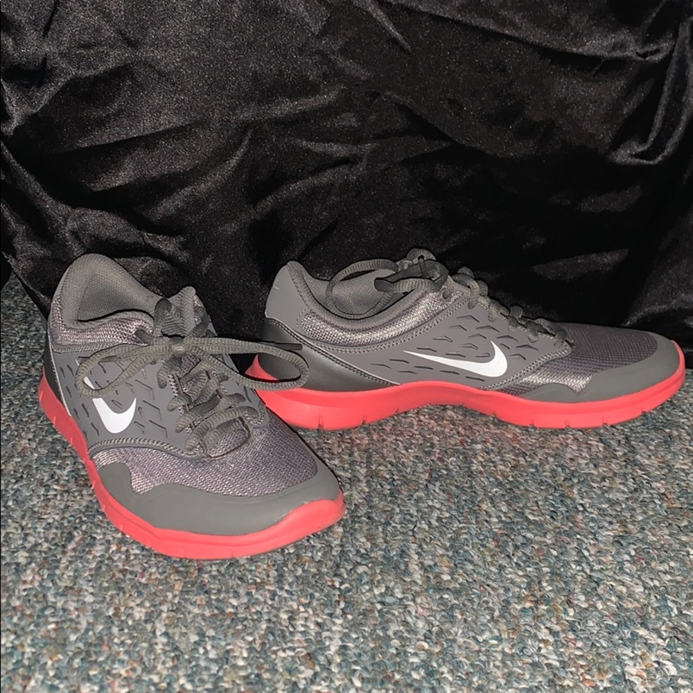 Gray and pink nike sneakers